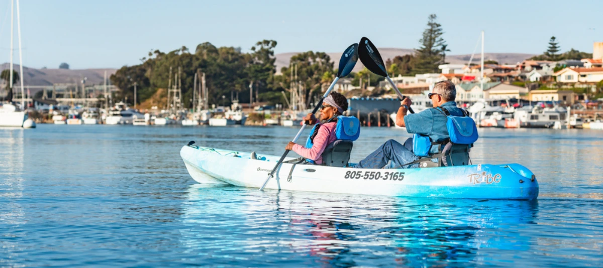 Couple kayaking in Morro Bay, CA